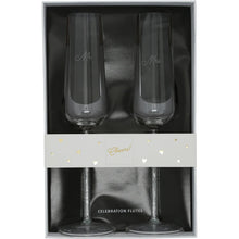 Load image into Gallery viewer, MR. & MRS. GIFT BOXED 7 OZ GLASS TOASTING FLUTE SET