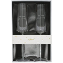 Load image into Gallery viewer, HAPPY ANNIVERSARY GIFT BOXED 7 OZ GLASS TOASTING FLUTE SET