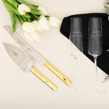 Load image into Gallery viewer, HAPPY ANNIVERSARY GIFT BOXED 7 OZ GLASS TOASTING FLUTE SET