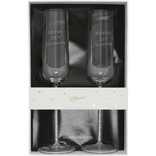 Load image into Gallery viewer, 25TH ANNIVERSARY GIFT BOXED 7 OZ GLASS TOASTING FLUTE SET