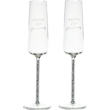 Load image into Gallery viewer, 25TH ANNIVERSARY GIFT BOXED 7 OZ GLASS TOASTING FLUTE SET
