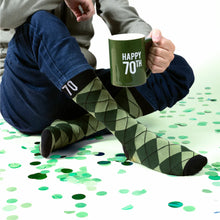 Load image into Gallery viewer, HAPPY 70TH 18 OZ MUG AND SOCK SET