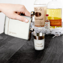 Load image into Gallery viewer, GROOM ONE 8 OZ FLASK & TWO 1.5 OZ SHOT GLASSES IN A GIFT BOX