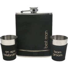 Load image into Gallery viewer, BEST MAN ONE 8 OZ FLASK & TWO 1.5 OZ SHOT GLASSES IN A GIFT BOX