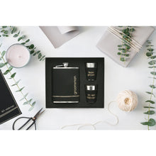 Load image into Gallery viewer, Groomsman One 8 oz Flask & Two 1.5 oz Shot Glasses in a Gift Box