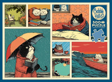 Load image into Gallery viewer, Cats Chillin With Books - 500 Piece Puzzle by Cobble Hill