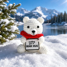 Load image into Gallery viewer, Polar Bear Crocheted Mini – Sending You a Bear Hug Keepsake Figure