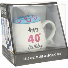 Load image into Gallery viewer, 40TH BIRTHDAY 15.5 OZ MUG AND SOCK SET