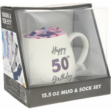 Load image into Gallery viewer, 50TH BIRTHDAY 15.5 OZ MUG AND SOCK SET