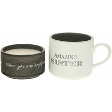 Load image into Gallery viewer, SISTER STACKING MUG AND CANDLE SET 100% SOY WAX SCENT: TRANQUILITY