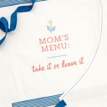 Load image into Gallery viewer, Mom's Menu Apron and Oven Mitt Gift Bundle