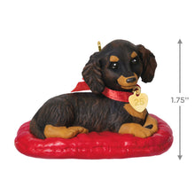 Load image into Gallery viewer, Puppy Love Long-Haired Dachshund 2025 Ornament