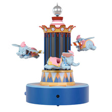 Load image into Gallery viewer, Disney Parks Memories 70 Years of Disneyland Dumbo the Flying Elephant Musical Ornament With Light and Motion - Hallmark Timmins