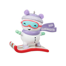 Load image into Gallery viewer, Granddaughter Snowboarding Snowman 2024 Ornament