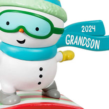 Load image into Gallery viewer, Grandson Snowboarding Snowman 2024 Ornament
