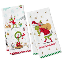 Load image into Gallery viewer, Grinch Designed Tea Towels Gift Set of Two