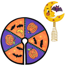 Load image into Gallery viewer, Mini Halloween Tree Topper and Tree Skirt, Set of 2