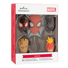Load image into Gallery viewer, Mini Marvel Super Heroes Hallmark Tree Topper and Ornaments, Set of 5