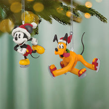 Load image into Gallery viewer, Mini Disney Mickey and Friends Gliding and Sliding Ornaments, Set of 2