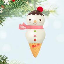 Load image into Gallery viewer, Mom Snowman Ice Cream Cone 2024 Ornament