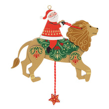 Load image into Gallery viewer, Pull-String Lion With Santa Wood Ornament - Hallmark Timmins