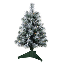 Load image into Gallery viewer, Miniature Snowy Green Pre-Lit Christmas Tree, 18.75"