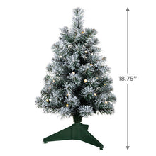 Load image into Gallery viewer, Miniature Snowy Green Pre-Lit Christmas Tree, 18.75"