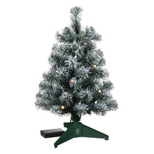 Load image into Gallery viewer, Miniature Snowy Green Pre-Lit Christmas Tree, 18.75"