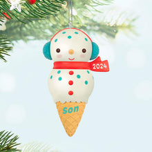 Load image into Gallery viewer, Son Snowman Ice Cream Cone 2024 Ornament