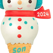 Load image into Gallery viewer, Son Snowman Ice Cream Cone 2024 Ornament
