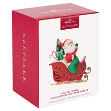 Load image into Gallery viewer, Mini Vintage Santa ShowToppers Musical Tree Topper With Light, 4.26”