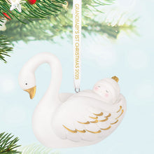 Load image into Gallery viewer, Grandbaby's First Christmas Swan 2025 Porcelain Ornament