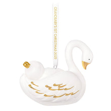 Load image into Gallery viewer, Grandbaby's First Christmas Swan 2025 Porcelain Ornament