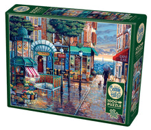 Load image into Gallery viewer, Cobble Hill Rainy Day Stroll 1000‑piece puzzle, cozy town in the rain