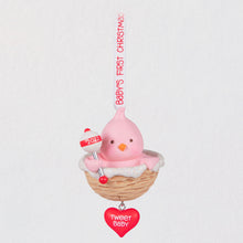Load image into Gallery viewer, Baby Girl's First Christmas Pink Bird 2022 Ornament