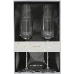 ENGAGED GIFT BOXED 7 OZ GLASS TOASTING FLUTE SET