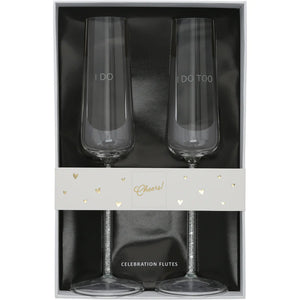 I DO TOO GIFT BOXED 7 OZ GLASS TOASTING FLUTE SET