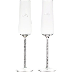 MR. & MRS. GIFT BOXED 7 OZ GLASS TOASTING FLUTE SET