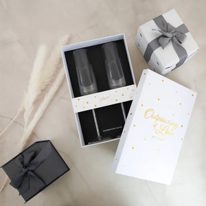 MR. & MRS. GIFT BOXED 7 OZ GLASS TOASTING FLUTE SET