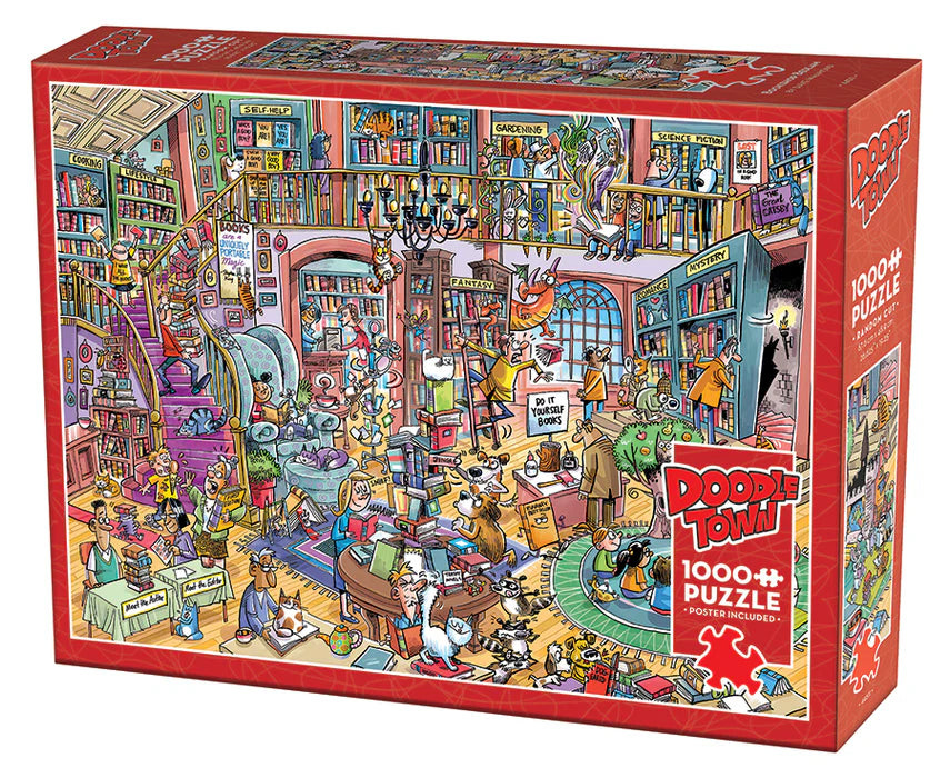 Doodle Town: Bookshop Bedlam - 1000 Piece Puzzle by Cobble Hill