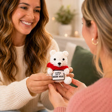 Load image into Gallery viewer, Polar Bear Crocheted Mini – Sending You a Bear Hug Keepsake Figure
