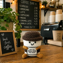 Load image into Gallery viewer, Coffee Crocheted Mini – Brew-tiful Days Ahead Encouragement Figure
