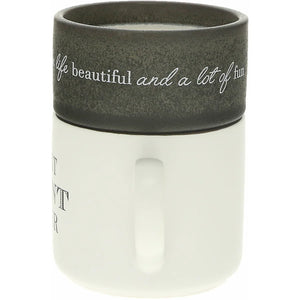 AUNT STACKING MUG AND CANDLE SET 100% SOY WAX SCENT: TRANQUILITY