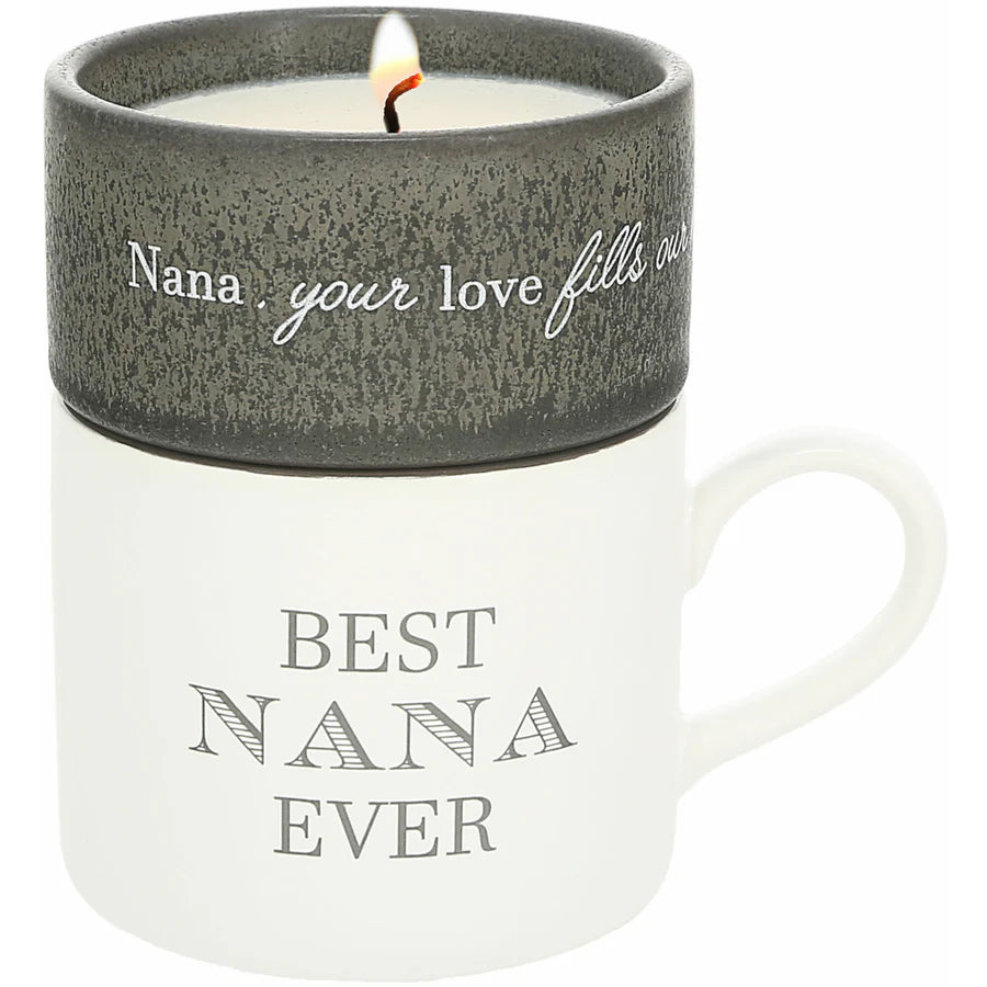 NANA STACKING MUG AND CANDLE SET 100% SOY WAX SCENT: TRANQUILITY