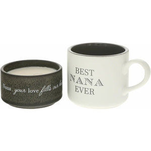 NANA STACKING MUG AND CANDLE SET 100% SOY WAX SCENT: TRANQUILITY