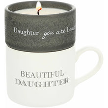 Load image into Gallery viewer, DAUGHTER STACKING MUG AND CANDLE SET 100% SOY WAX SCENT: TRANQUILITY
