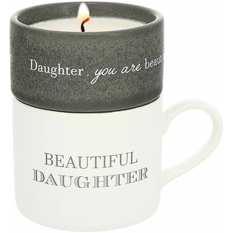 DAUGHTER STACKING MUG AND CANDLE SET 100% SOY WAX SCENT: TRANQUILITY