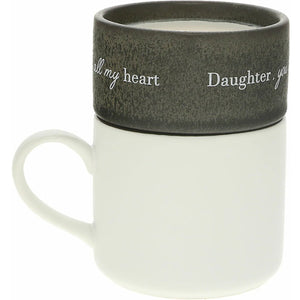 DAUGHTER STACKING MUG AND CANDLE SET 100% SOY WAX SCENT: TRANQUILITY