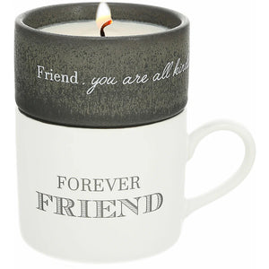 FRIEND STACKING MUG AND CANDLE SET 100% SOY WAX SCENT: TRANQUILITY