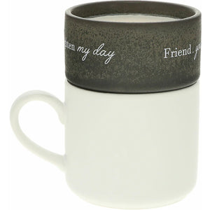 FRIEND STACKING MUG AND CANDLE SET 100% SOY WAX SCENT: TRANQUILITY